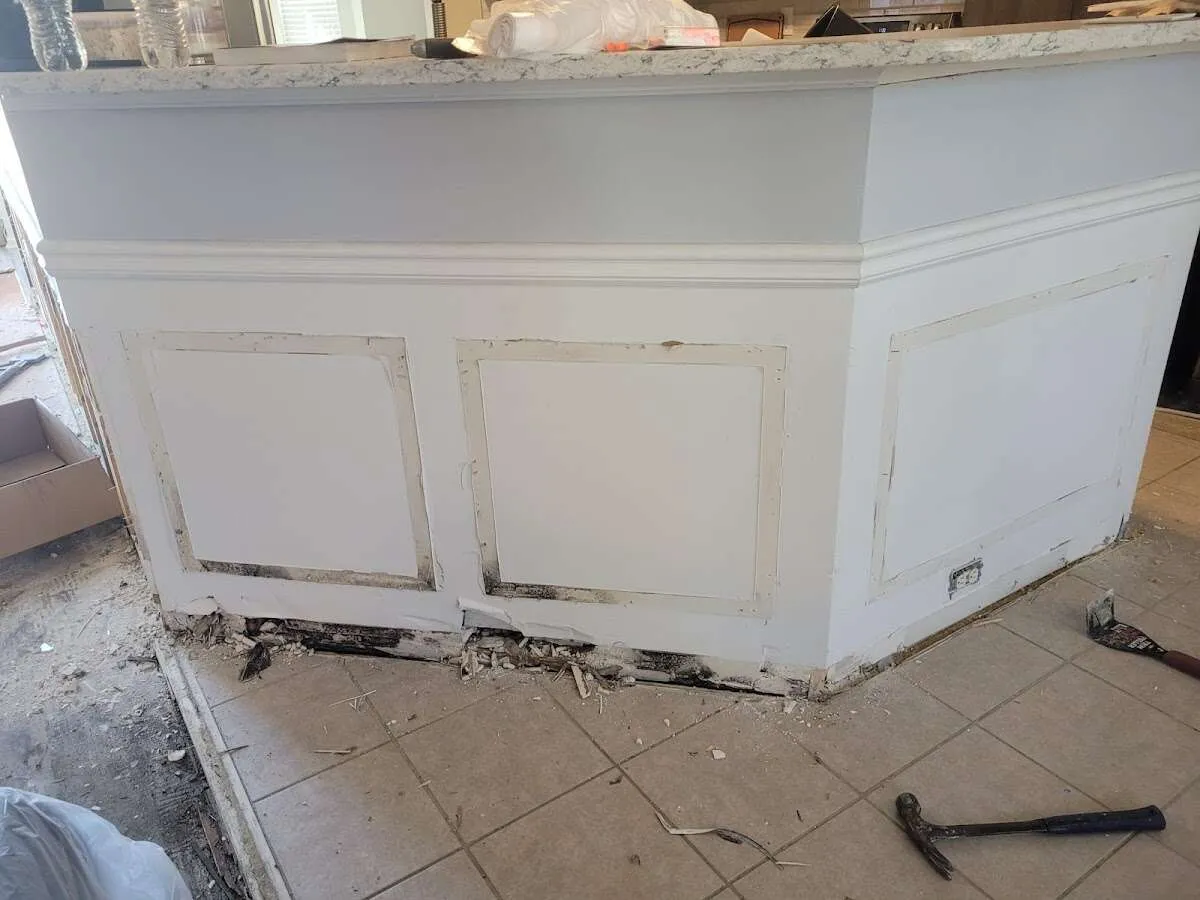 Water damage and mold on kitchen during Storm Damage Restoration in Collingdale